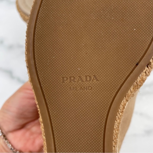 Prada suede wedge espadrille mule sandal size IT 36 US 6 - Picture 12 of 15